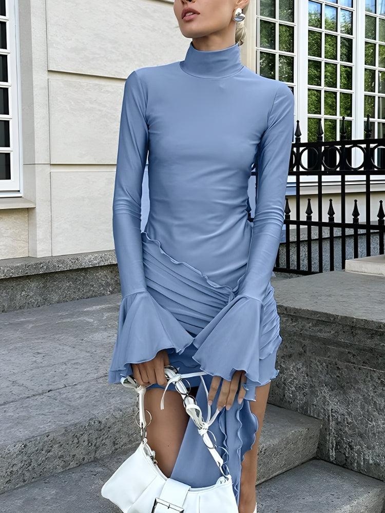 light blue turtleneck dress Ice & Chocolate Diamond Demi Sweater Dress main image 1