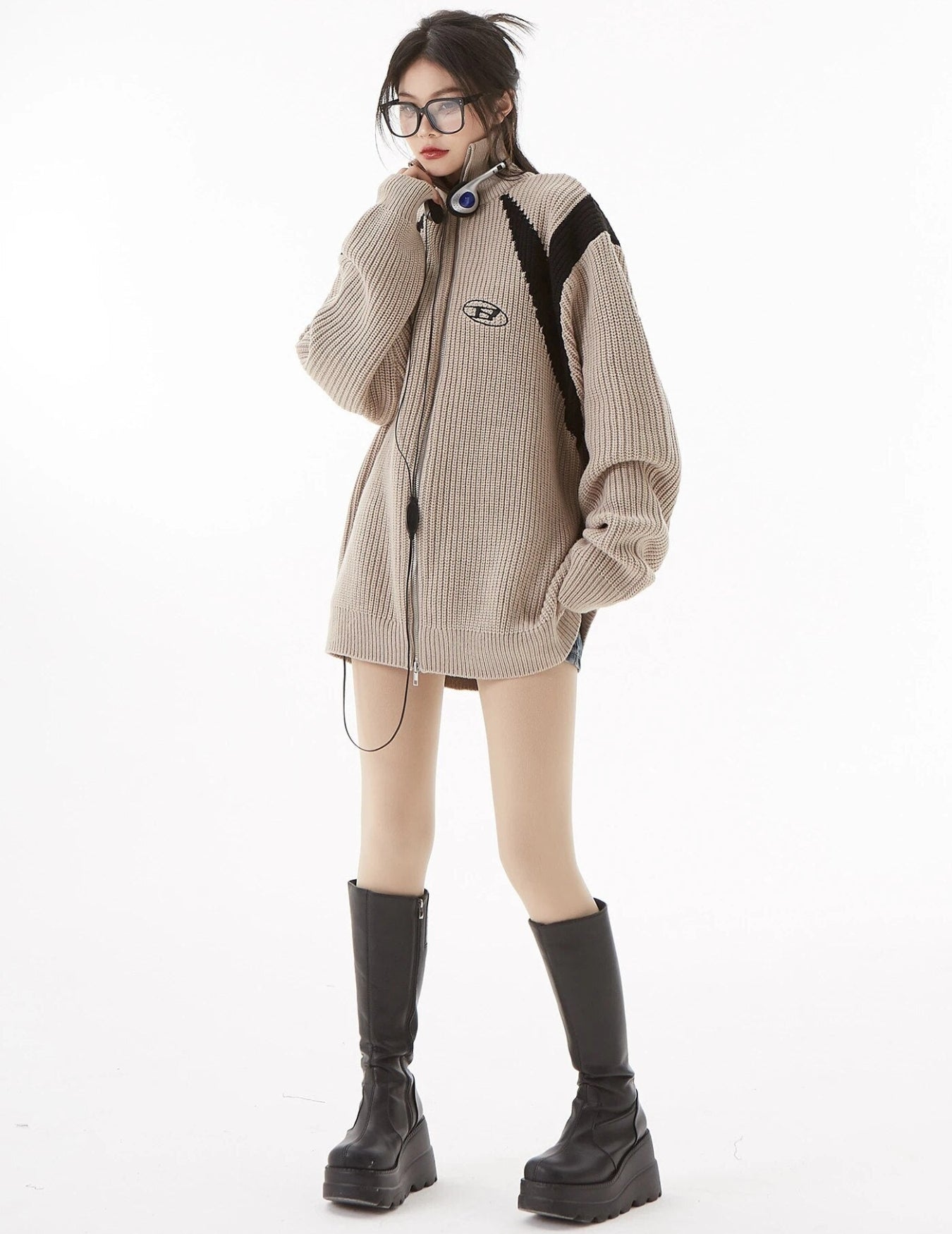 Turtleneck Zip-Up Cardigan - Litlookz Studio
