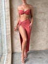 Twisted Crop Top & High Slit Skirt Two Piece Set