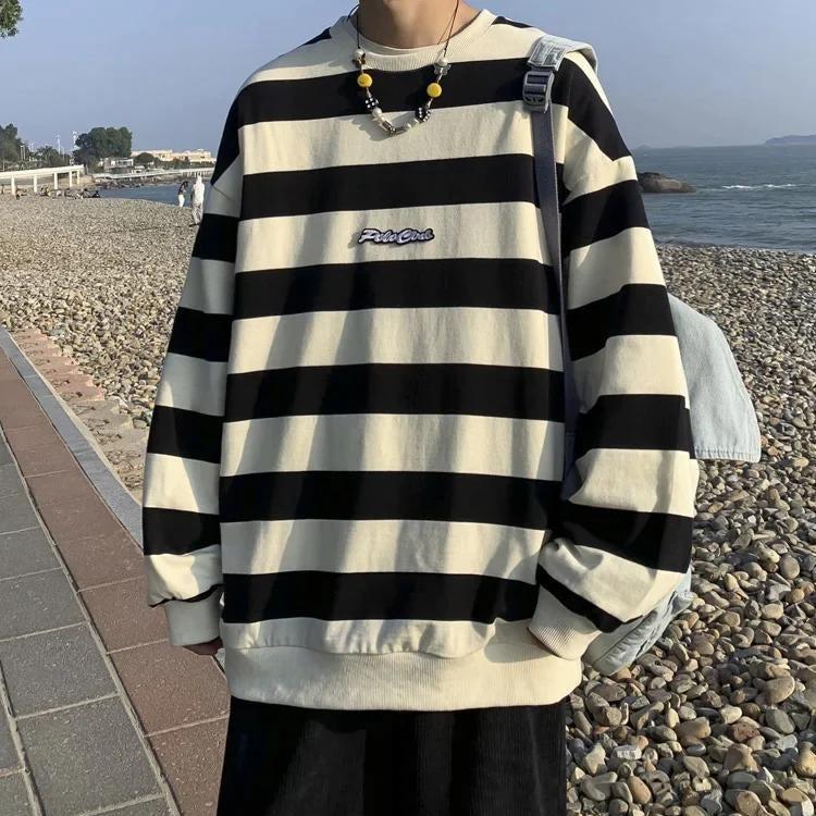 Unisex Embroidered Striped Sweatshirt