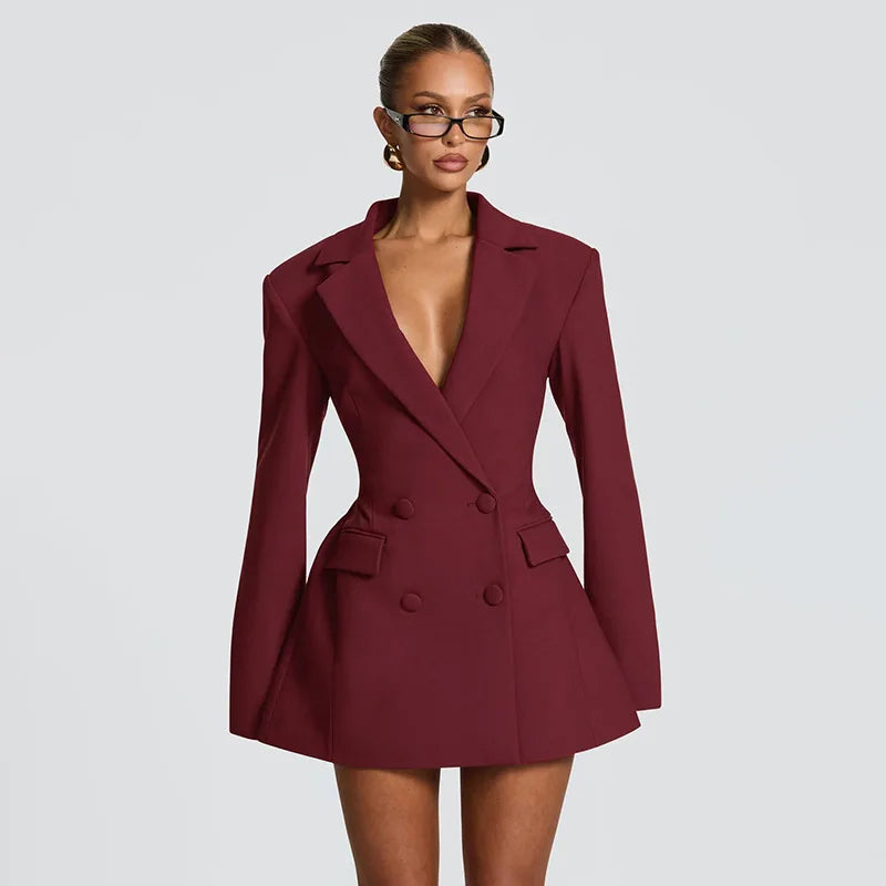 burgundy blazer dress Amberly Evening Bordeaux / S inspired tailoring with party Amara Tuxedo Mini Dress -