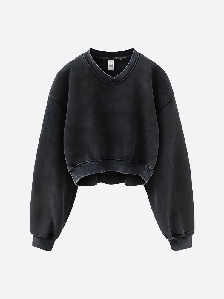 Drop-Shoulder Cropped Sweatshirt