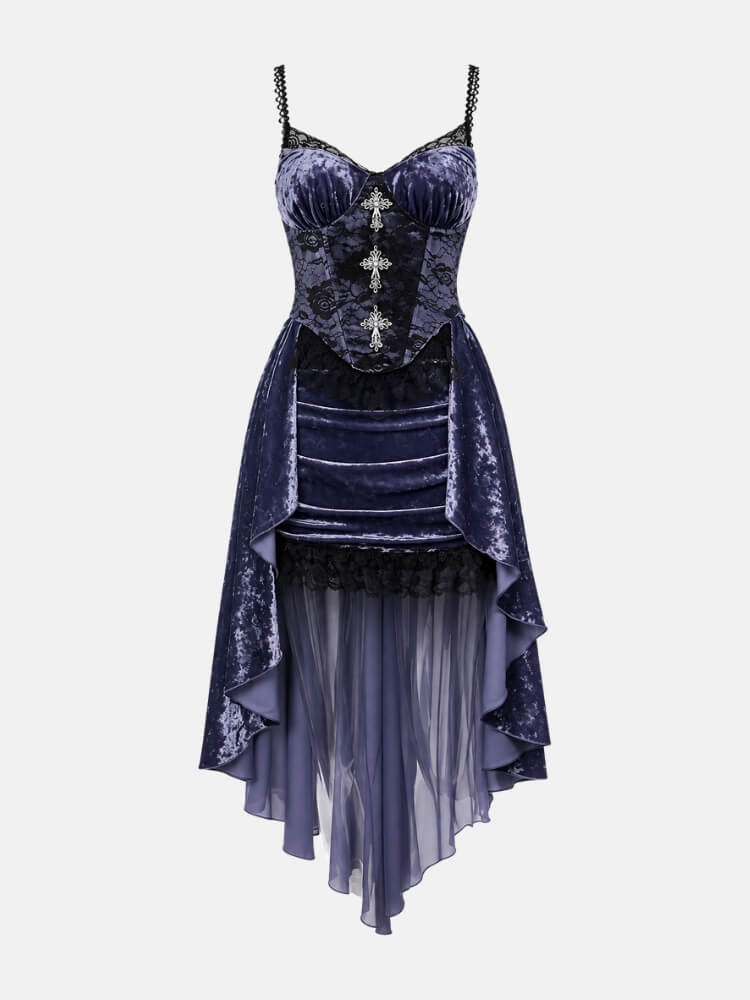 Velvet Cross Mini Dress