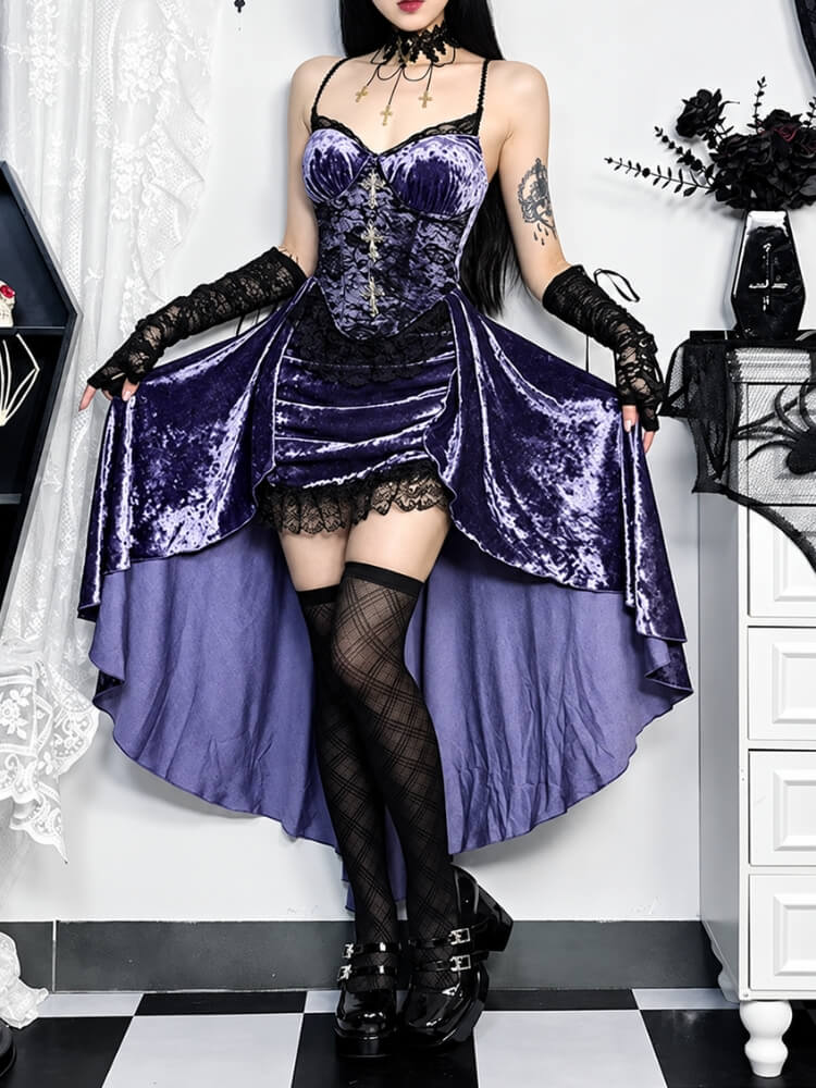 Velvet Cross Mini Dress