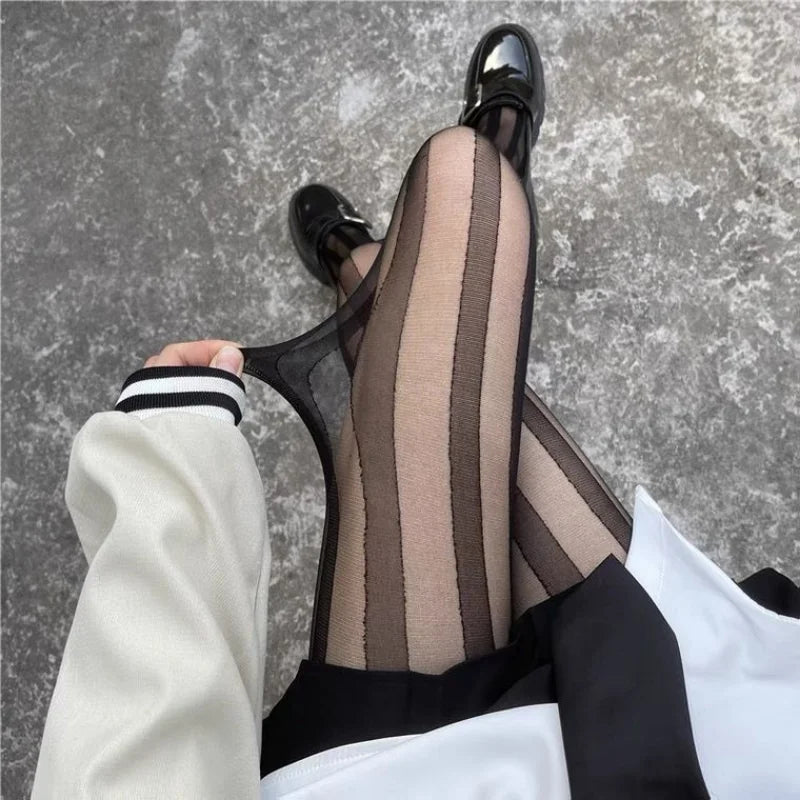 Vertical Stripe Sheer Tights