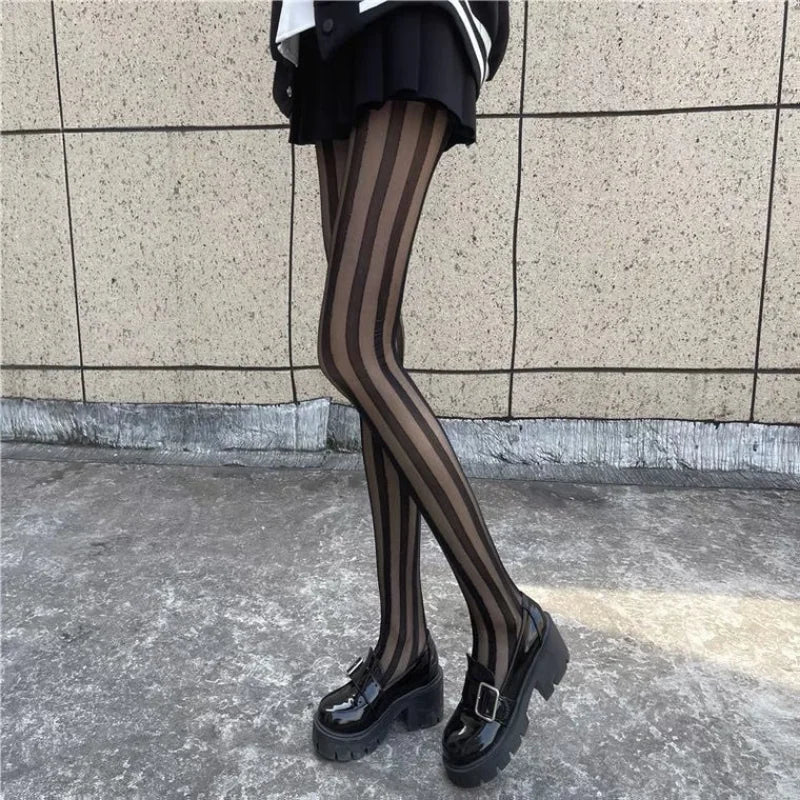 Vertical Stripe Sheer Tights