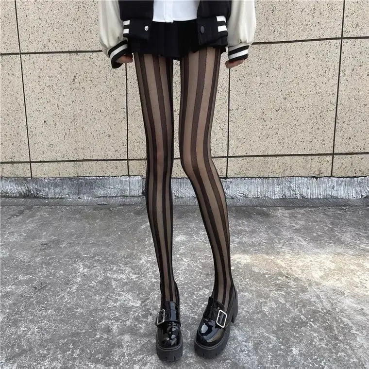 Vertical Stripe Sheer Tights