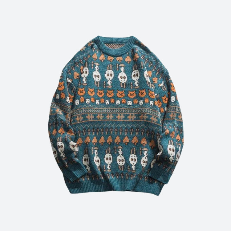 Vintage Animal Figures Knitted Sweater