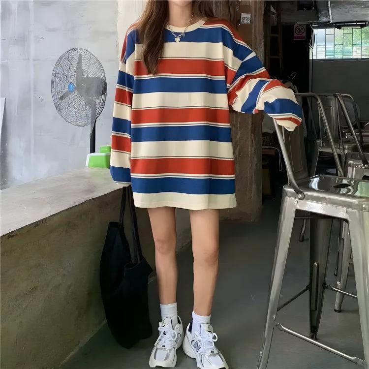 Vintage Casual Striped Sweatshirt