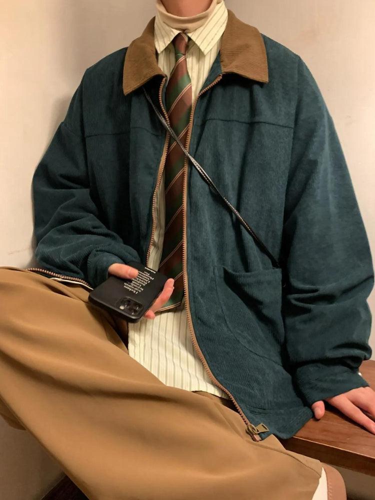 Vintage Corduroy Contrast Color Jacket