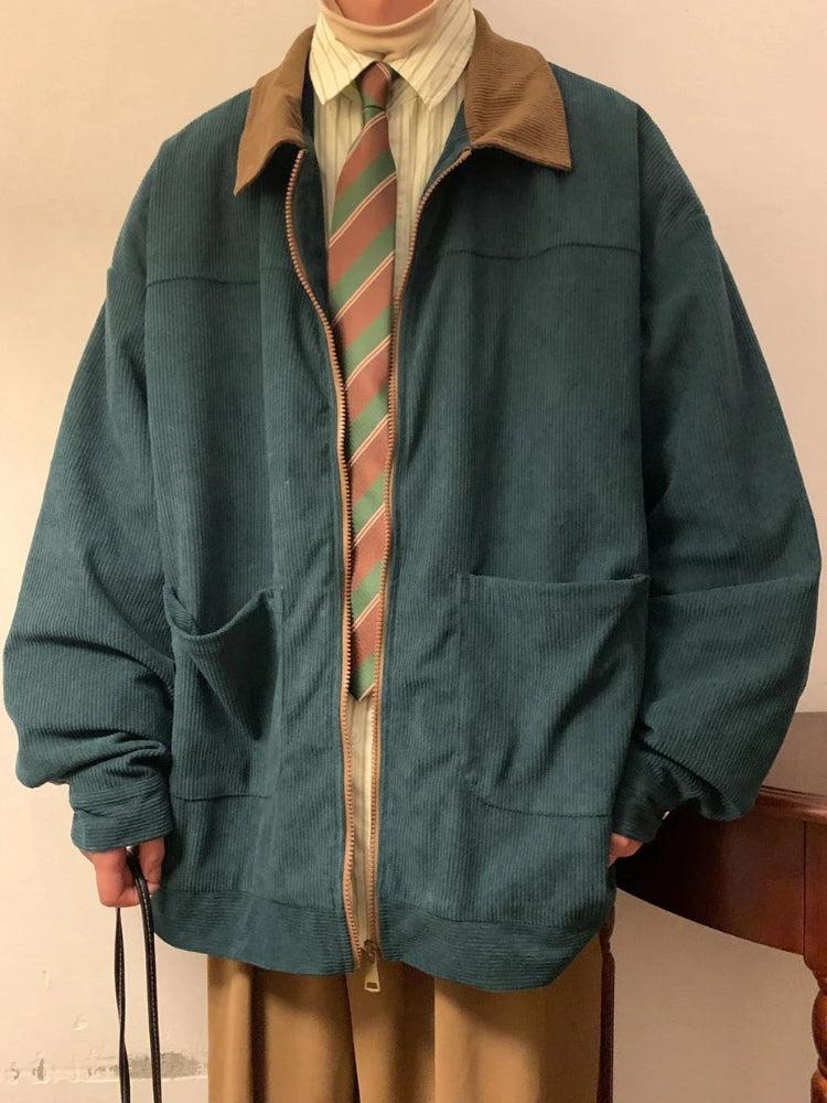 Vintage Corduroy Contrast Color Jacket
