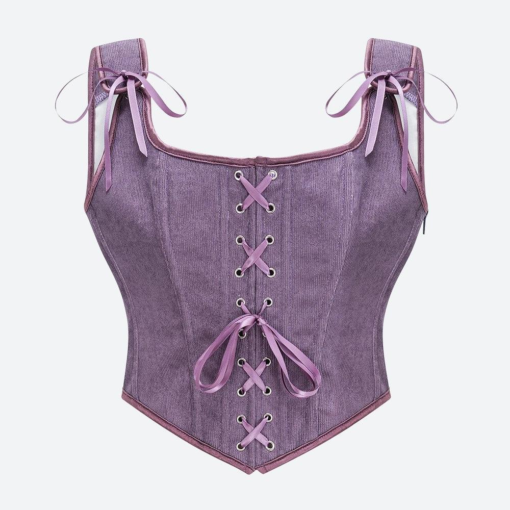 Vintage Corduroy Lace Up Corset Top