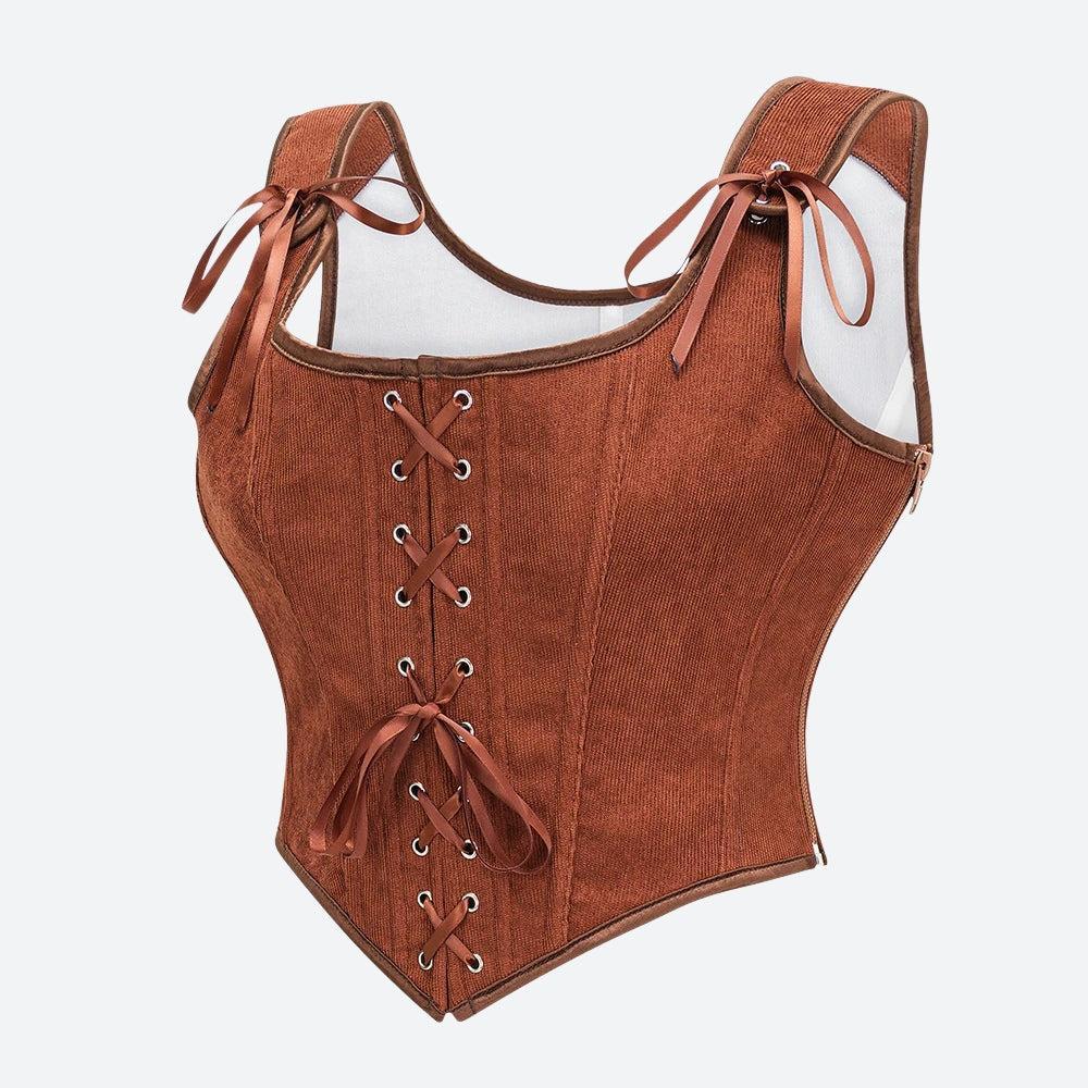 Vintage Corduroy Lace Up Corset Top