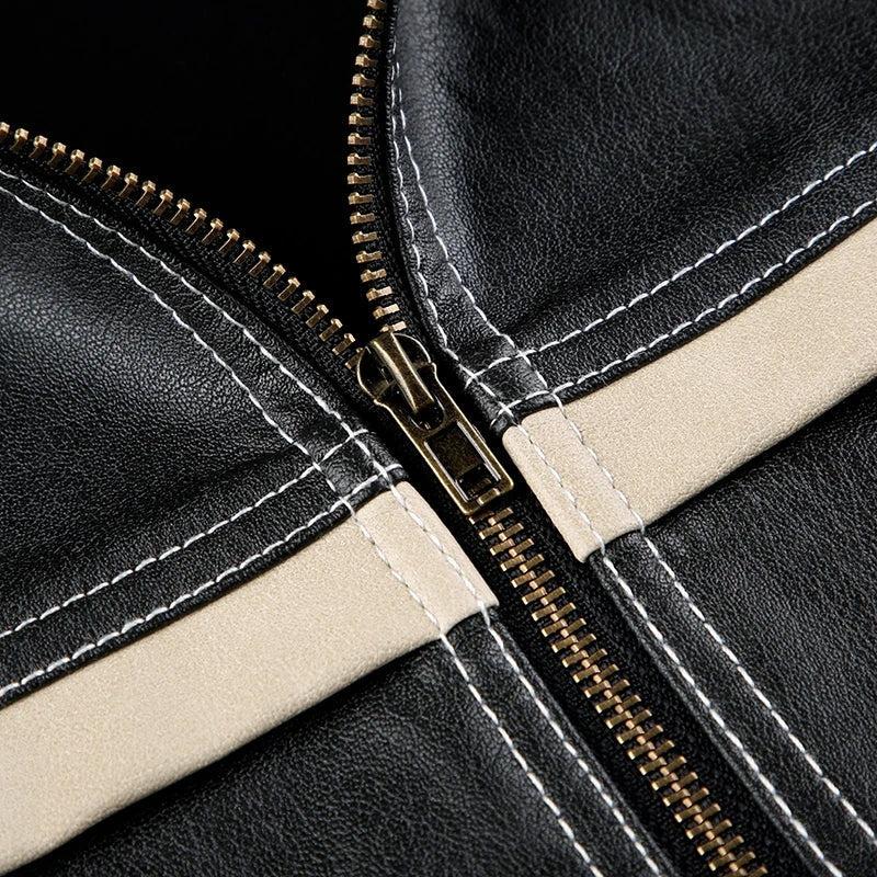 Vintage Grunge Biker Zip-Up Faux Leather Jacket - Litlookz Studio