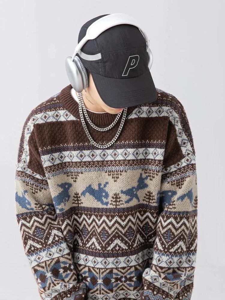 Vintage Rabbits Knitted Sweater - Litlookz Studio