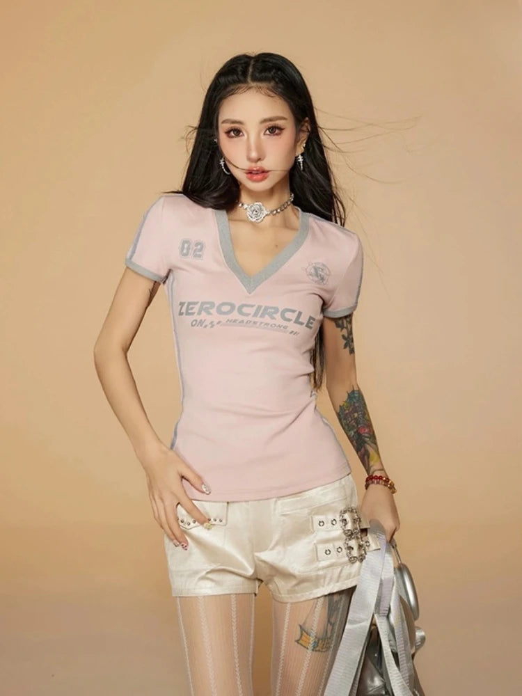 Vintage Striped V Neck Jersey Top - Litlookz Studio