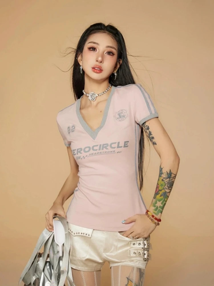 Vintage Striped V Neck Jersey Top - Litlookz Studio