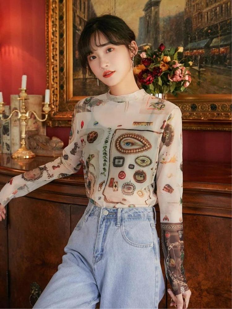 Vintage Symbols Sheer Top - Litlookz Studio
