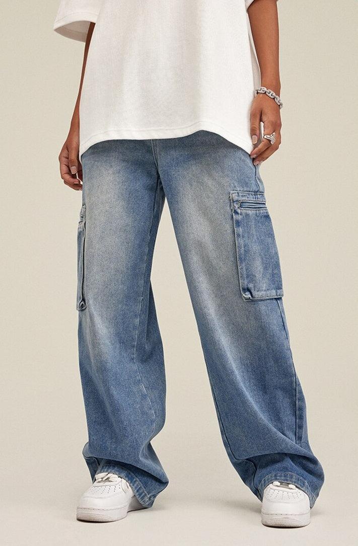 Washed Baggy Cargo Jeans