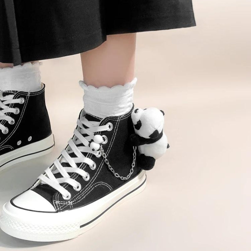 Weirdcore Panda Canvas Shoes