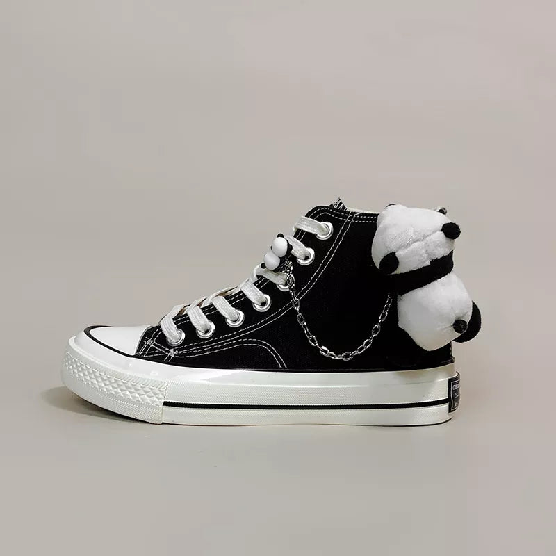 Weirdcore Panda Canvas Shoes