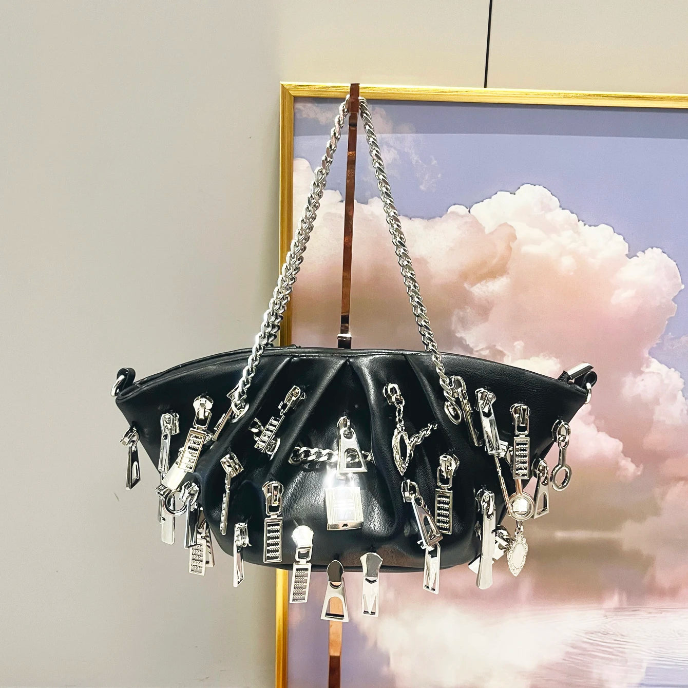 Weirdcore Zipper Charm Shoulder Bag - Litlookz Studio