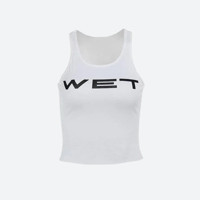 WET プリント ホワイト タンクトップ Acne Studios - シワ加工プリントタンクトップ - ホワイト