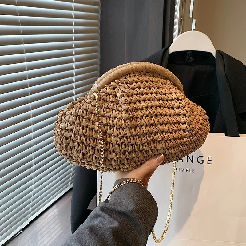 Woven Straw Clutch Bag