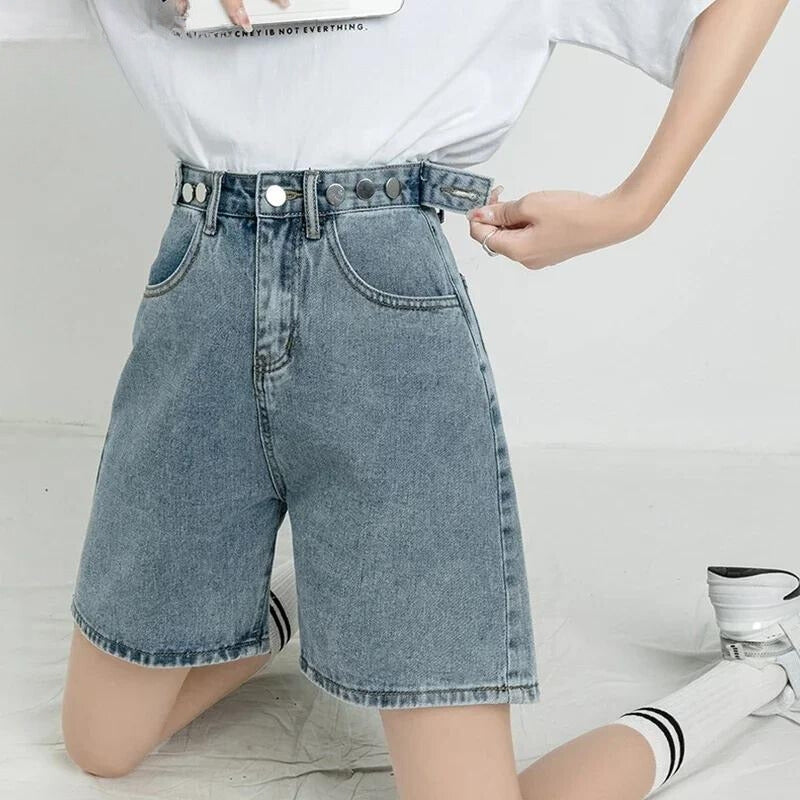 Y2K Adjustable Waist Denim Shorts