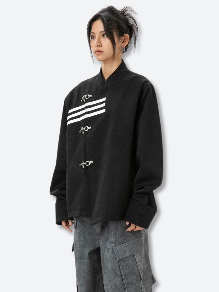 Y2K Asymmetric Frog Button Jacket - Litlookz Studio