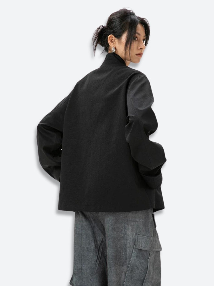 Y2K Asymmetric Frog Button Jacket - Litlookz Studio