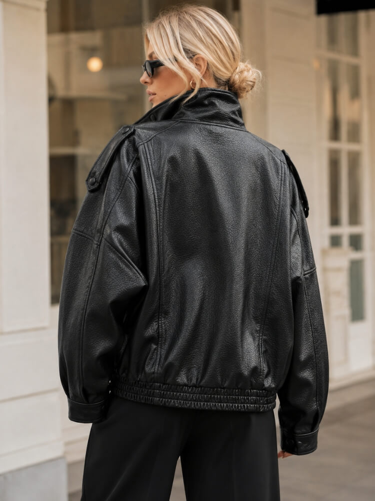 Y2K Asymmetrical Faux Leather Jacket - Litlookz Studio