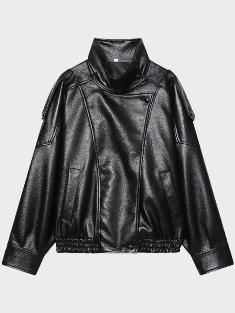 Y2K Asymmetrical Faux Leather Jacket - Litlookz Studio