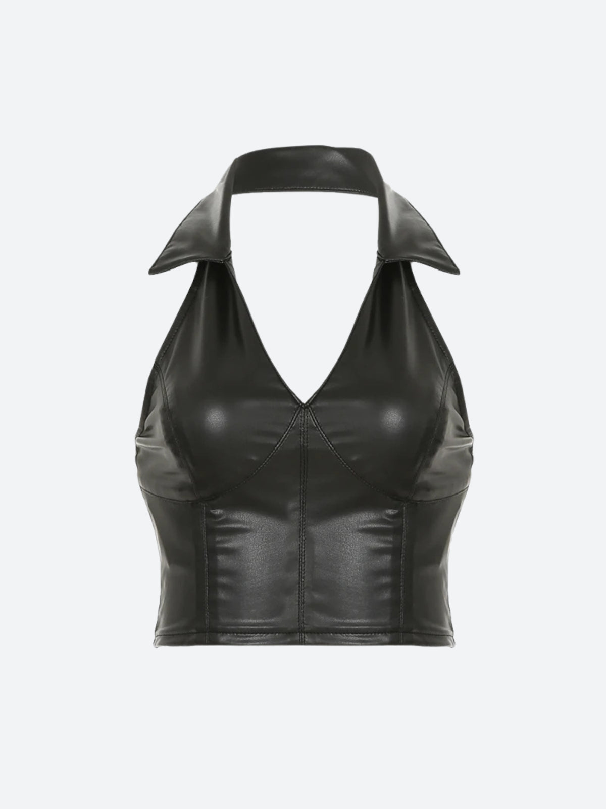 Y2K Baddie Faux Leather Crop Top
