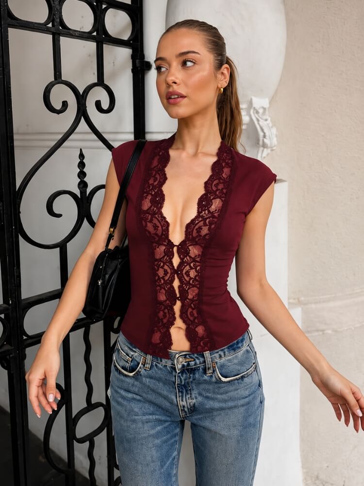 Y2K Baddie Lace Top