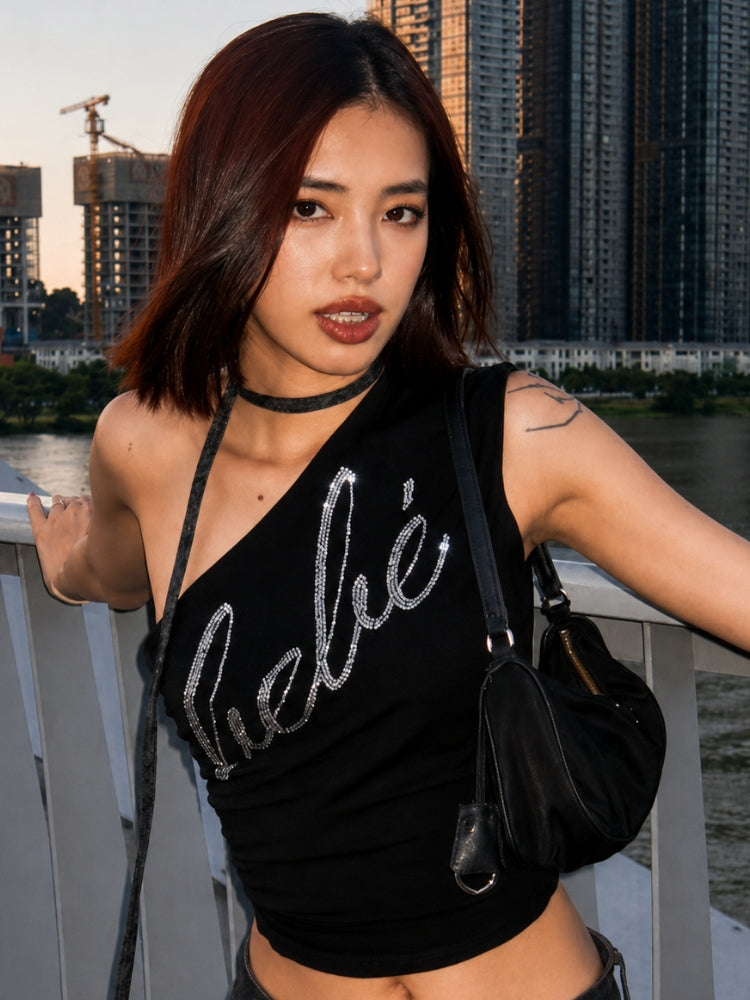 Y2K Baddie Rhinestone Top