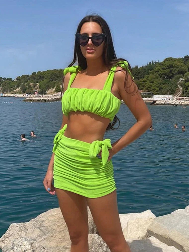Y2K Bandeau Top & Skirt Two Piece Set