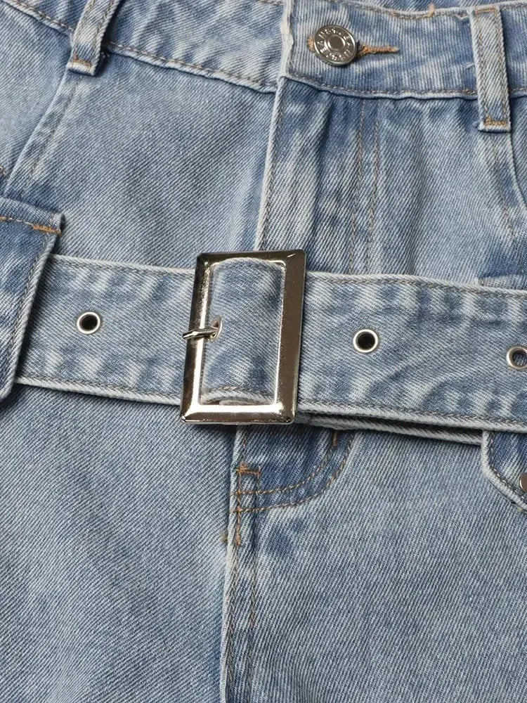 Y2K Belted Cut Out Jeans