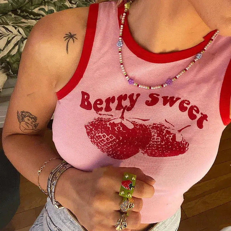 Y2K Berry Sweet Crop Top