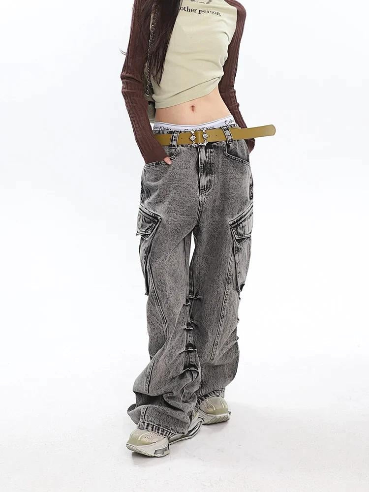 Y2K Big Pockets Cargo Jeans - Litlookz Studio