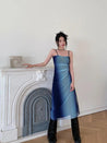 Y2K Blue Gradient Strappy Midi Dress