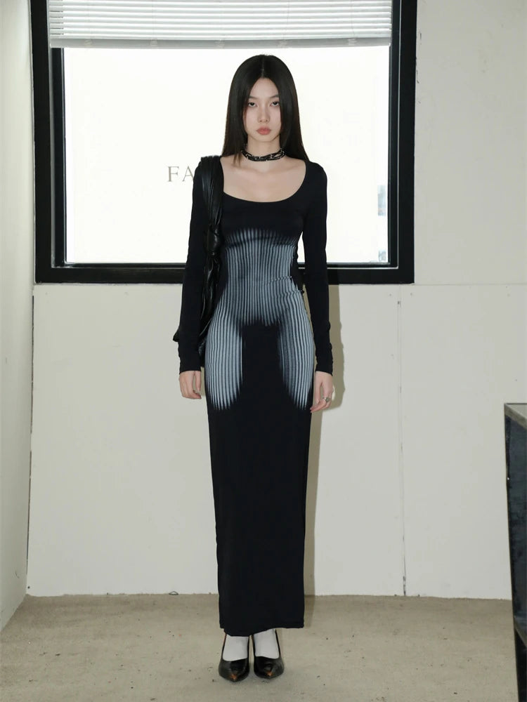 Y2K Body Print Maxi Dress - Litlookz Studio Y2K Body Print Maxi Dress - Litlookz Studio