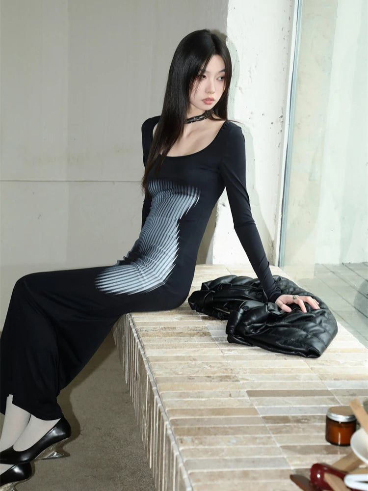 Y2K Body Print Maxi Dress - Litlookz Studio Y2K Body Print Maxi Dress - Litlookz Studio