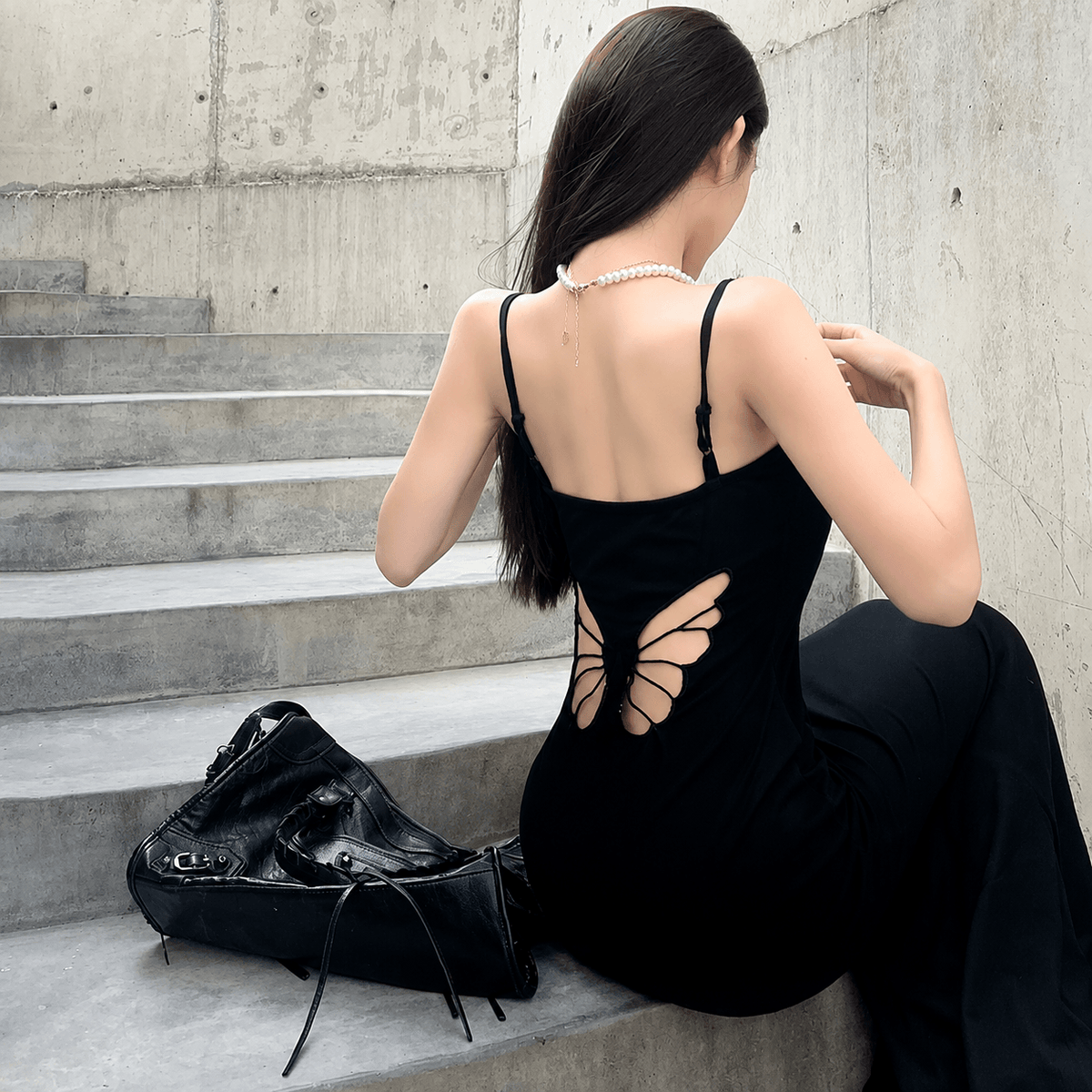 open back butterfly dress Backless Butterfly Print Maxi Dress