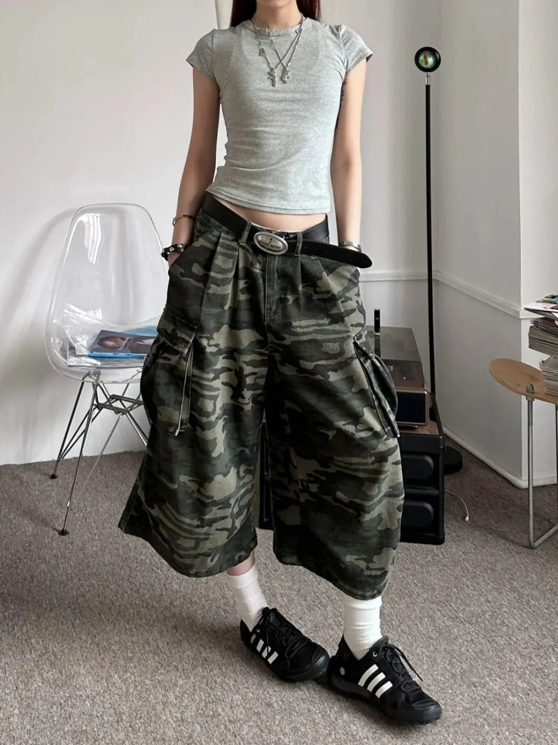 Y2K Camo Cargo Jorts