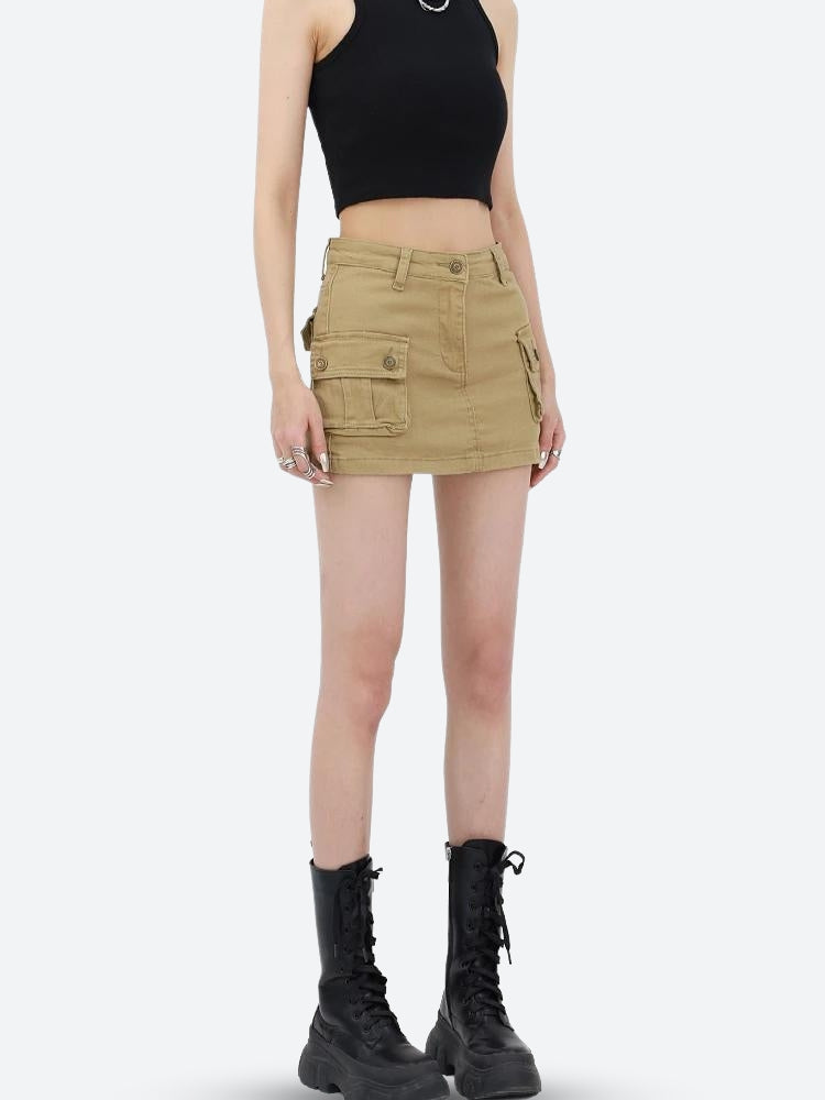 Y2K Cargo Denim Mini Skirt