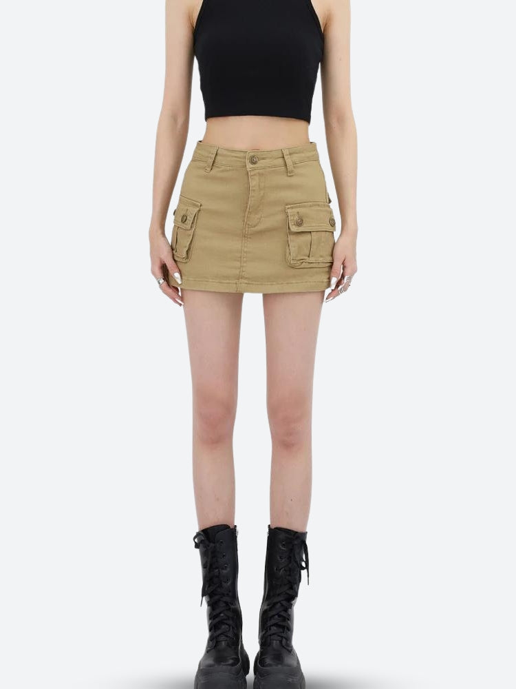 Y2K Cargo Denim Mini Skirt