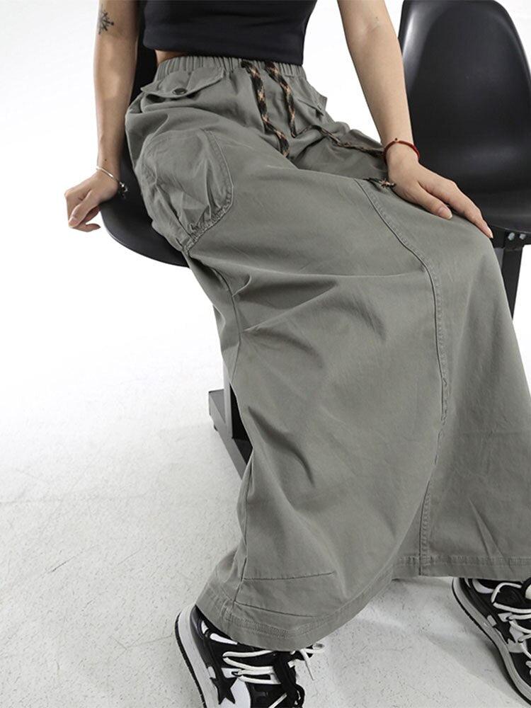 Y2K Cargo Parachute Maxi Skirt