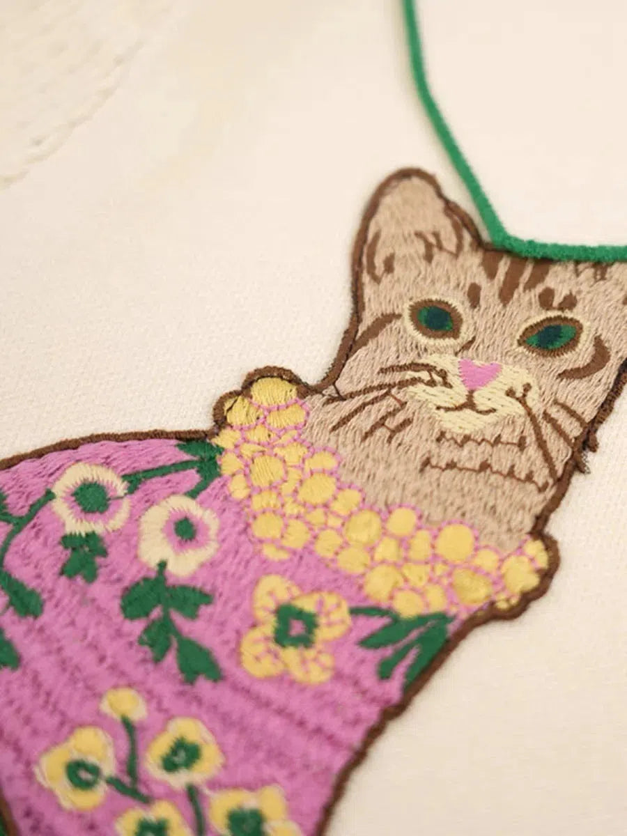 Y2K Cat Embroidered Sweater