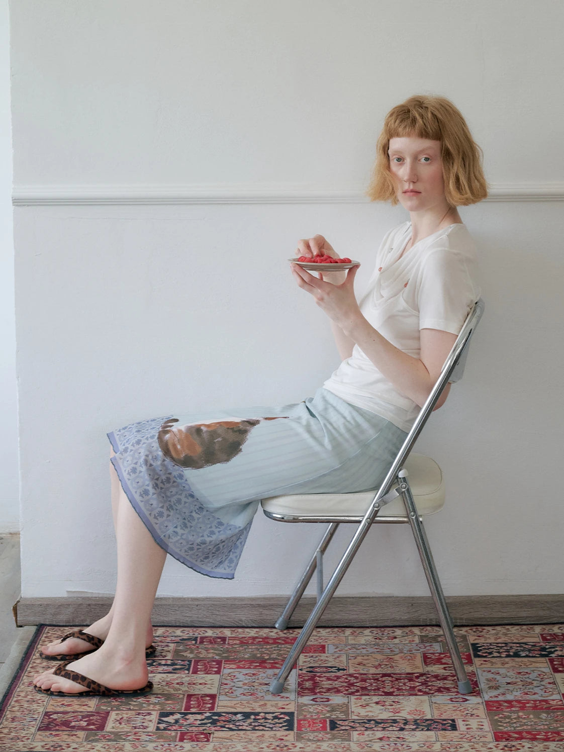 Y2K Cat Print Midi Skirt